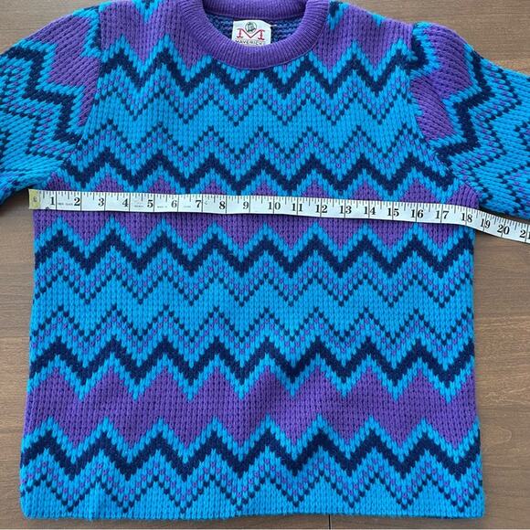 Vintage Maverick Blue Bell Pullover Sweater Abstract Purple & Blue Zigzag 1980s - Picture 9 of 9